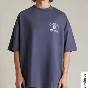 Blue Relaxed Fit Short Sleeve Tee with Graphic